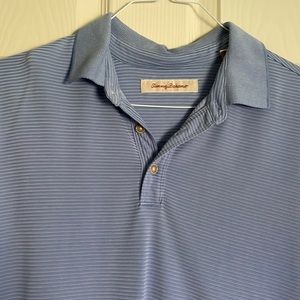 Tommy Bahama Large Blue Ribbed Polo Golf Shirt Modal and Polyester L